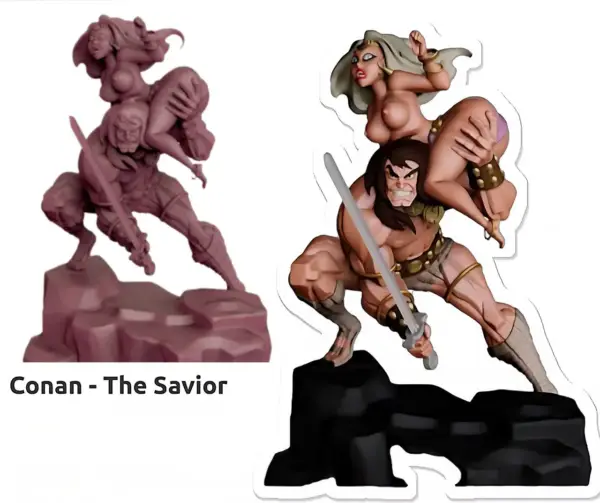 Conan and Damsel in Distress – STL File for 3D Printing - Image 2