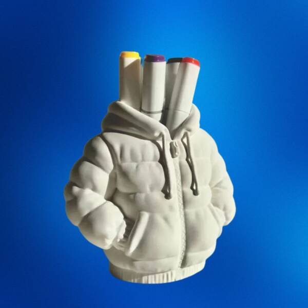 Puffer Jacket Pencil Holder – STL File for 3D Printing