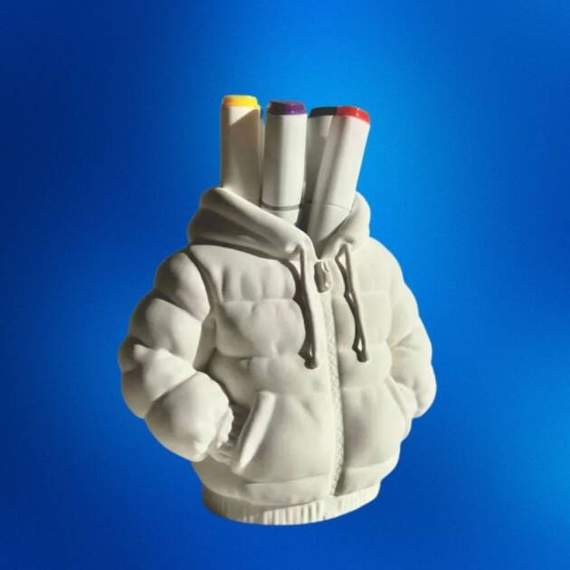 Puffer Jacket Pencil Holder – STL File for 3D Printing