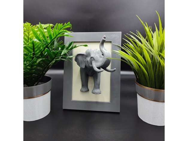 Elephant Desktop Frame STL – Cute 3D Printable Photo - Image 2