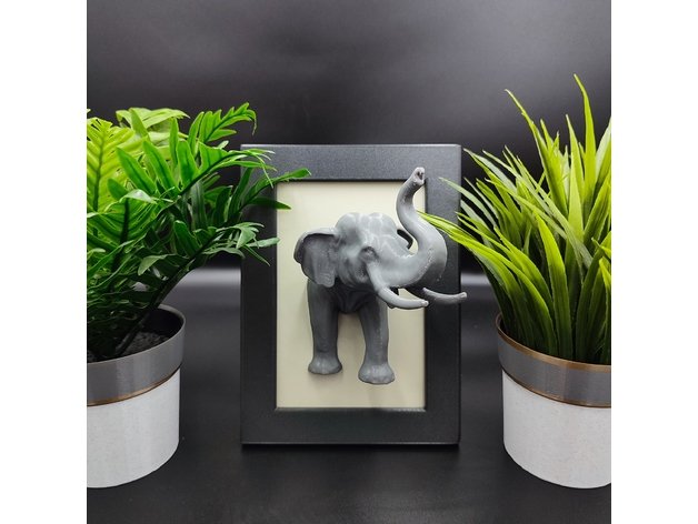 Elephant Desktop Frame STL – Cute 3D Printable Photo - Image 3