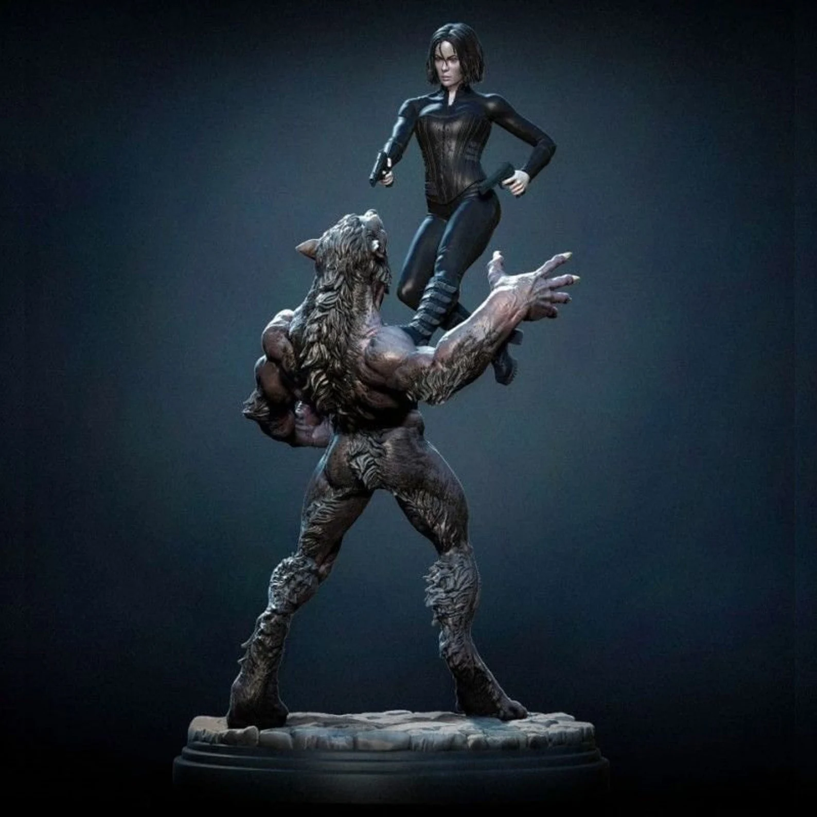 Selene vs Werewolf STL – Epic Underworld-Inspired 3D Printable Diorama - Image 2