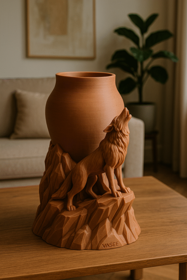 Howling Wolf Vase 3mf – Nature-Inspired 3D Printable Decorative Centerpiece - Image 2