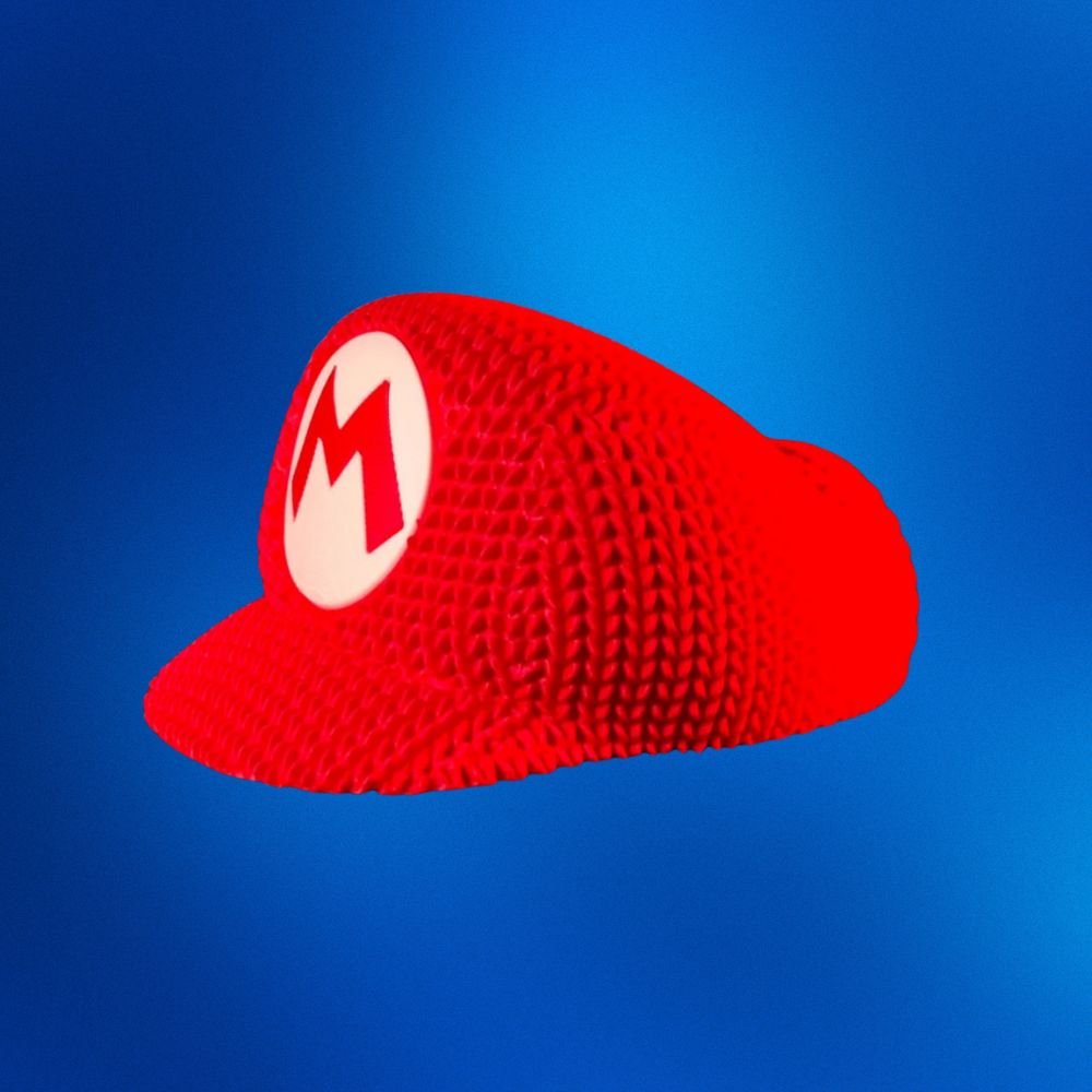 Cute Knitted Super Mario Cap STL – 3D Printable Mario Hat Model - Image 2