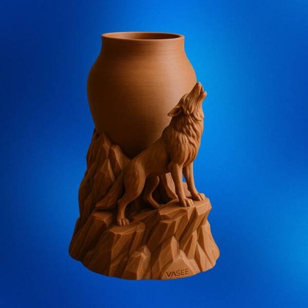 Howling Wolf Vase 3mf – Nature-Inspired 3D Printable Decorative Centerpiece