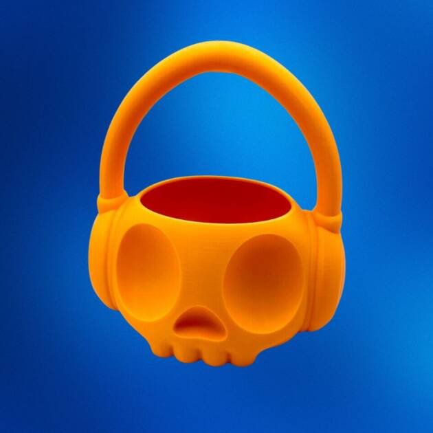 Skull Wearing Headset Bin STL – 3D Printable Desk Organizer